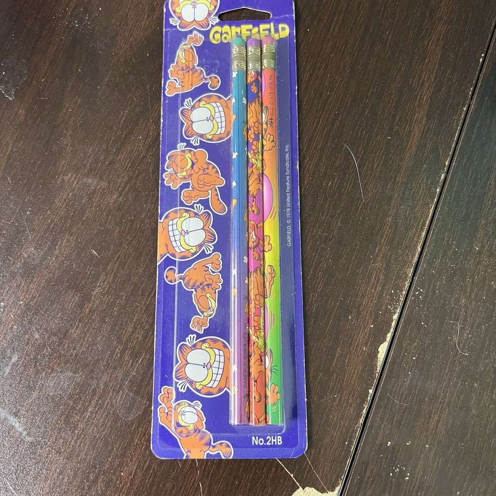 Vintage 1978 Garfield No.2 HB Pencils Set of 3 Sealed Empire Berol USA NOS
